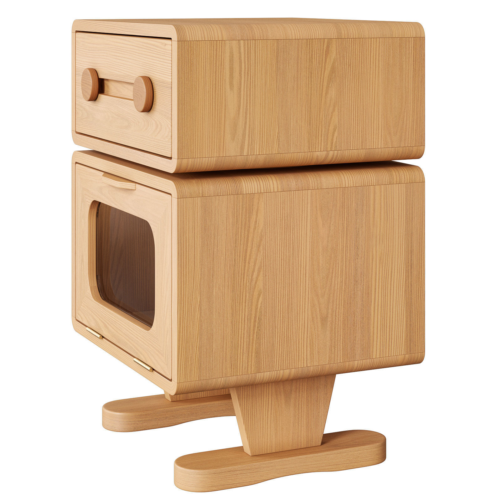 GVAwood oak bedside table with rotating top 3D model_4