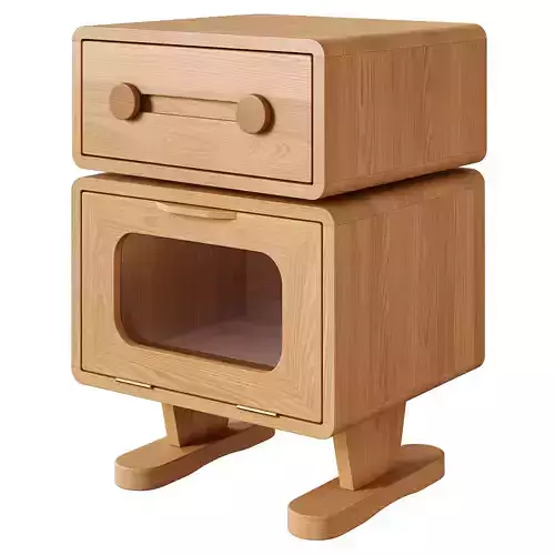 GVAwood oak bedside table with rotating top 3D model
