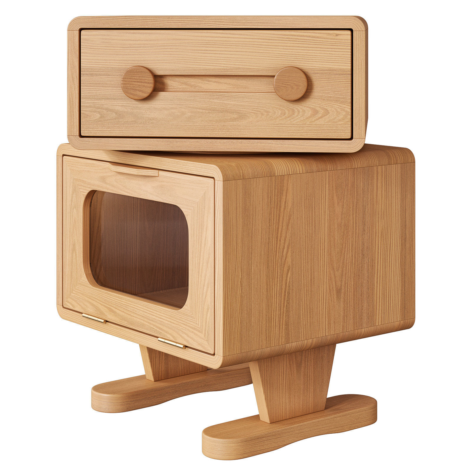 GVAwood oak bedside table with rotating top 3D model_1