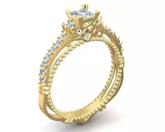 Gold Engagement Diamonds Ring