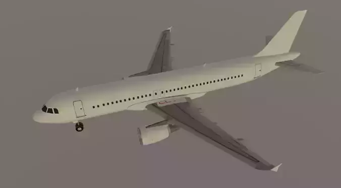 Airbus a320-214 plain white livery  3D model Low-poly 3D model