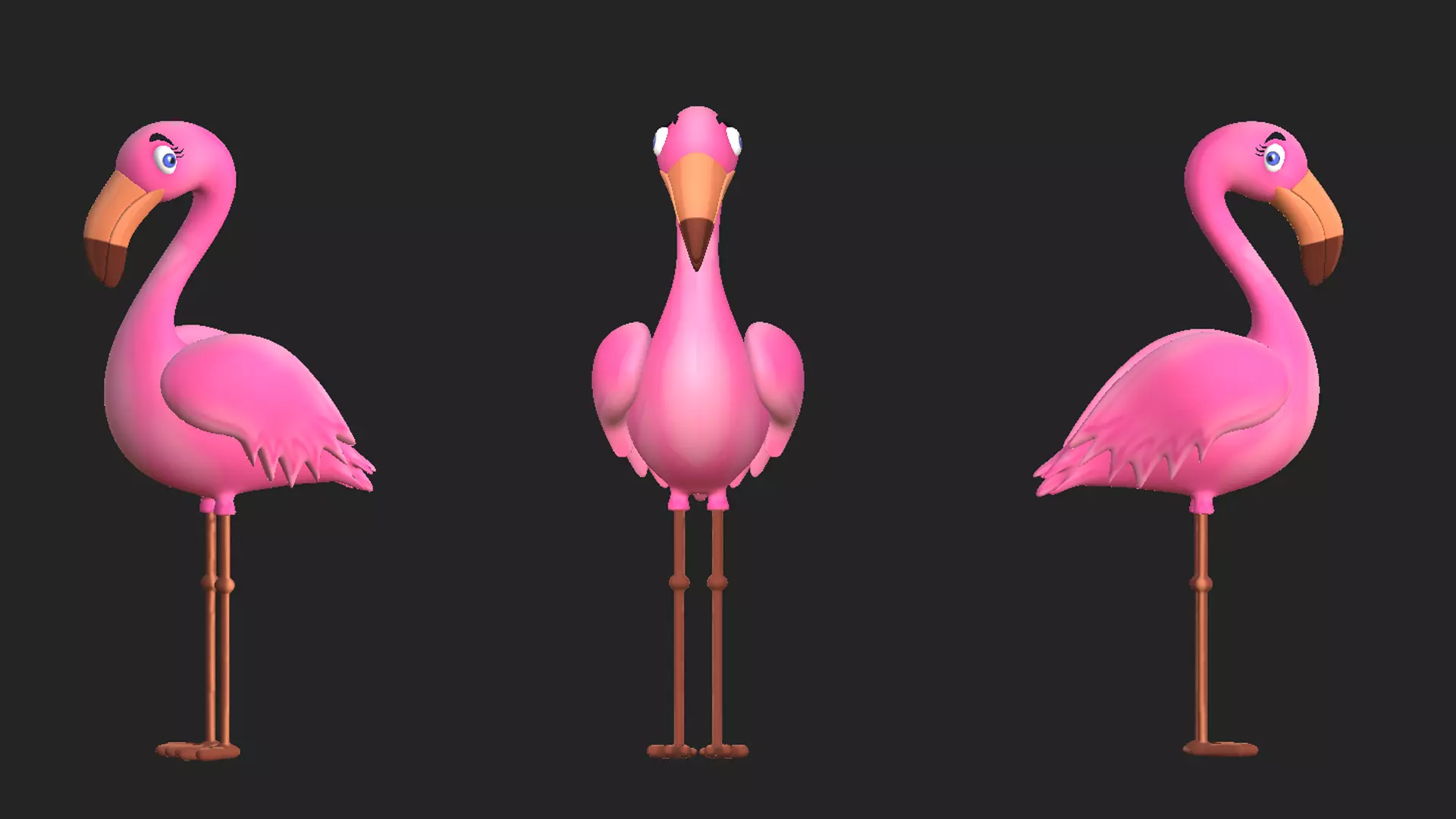 Cartoon Flamingo Bird Low-poly 3D model