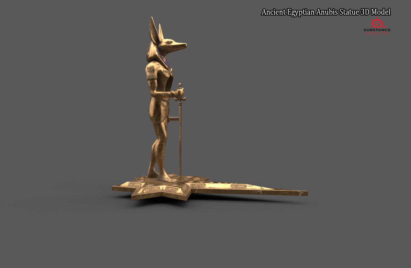 Ancient Egyptian Anubis Statue 3D Model Low-poly 3D model_2