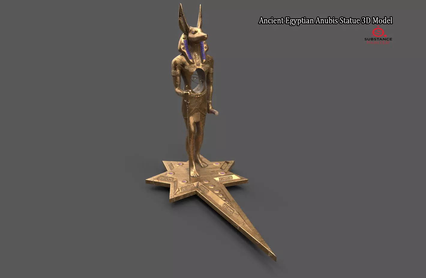 Ancient Egyptian Anubis Statue 3D Model Low-poly 3D model_0