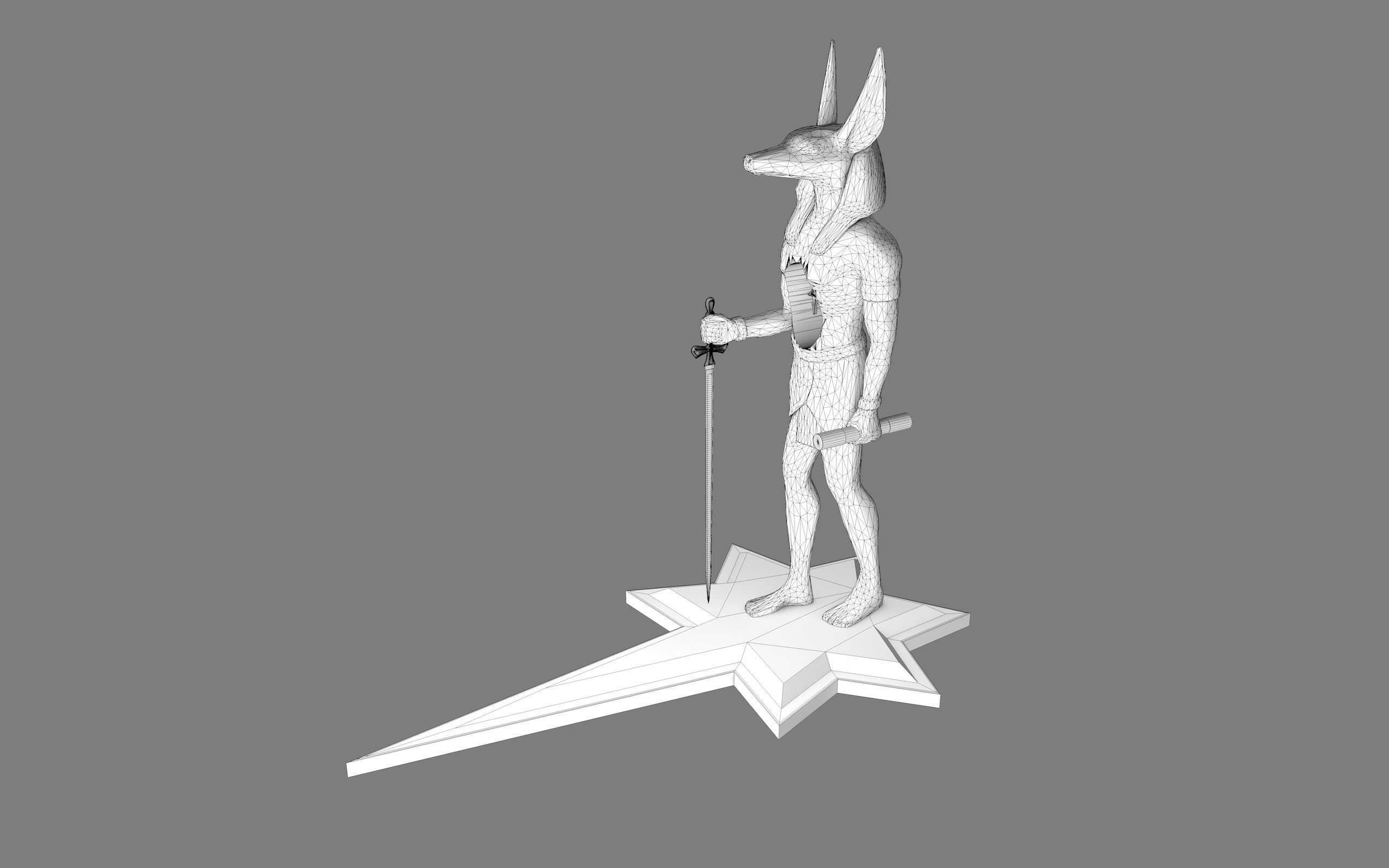 Ancient Egyptian Anubis Statue 3D Model Low-poly 3D model_32
