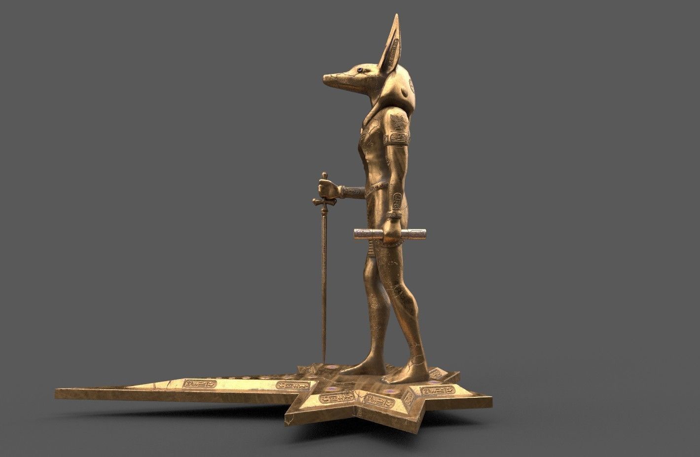 Ancient Egyptian Anubis Statue 3D Model Low-poly 3D model_23