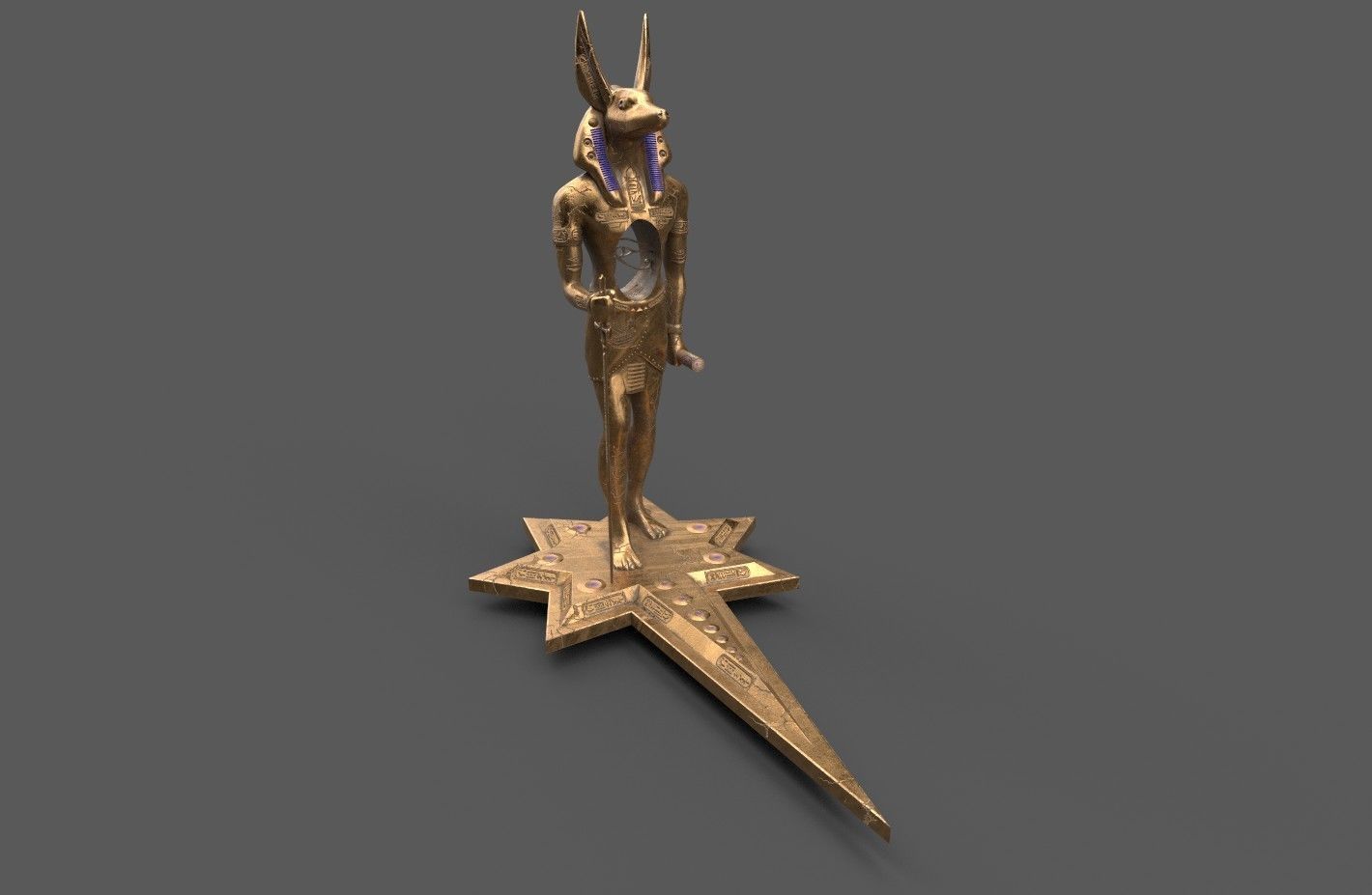 Ancient Egyptian Anubis Statue 3D Model Low-poly 3D model_6