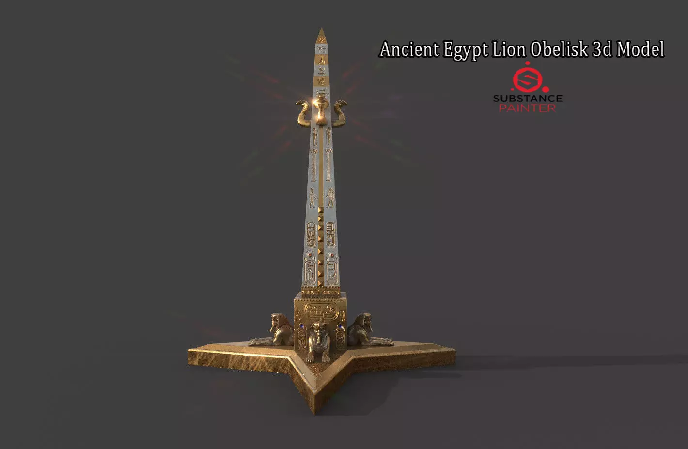  Ancient Egypt Lion Obelisk 3d Model 3D model_0