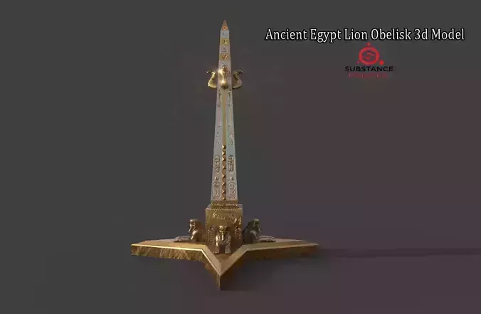  Ancient Egypt Lion Obelisk 3d Model 3D model