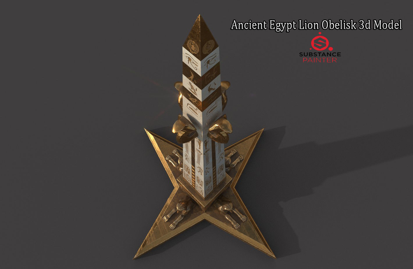  Ancient Egypt Lion Obelisk 3d Model 3D model_1