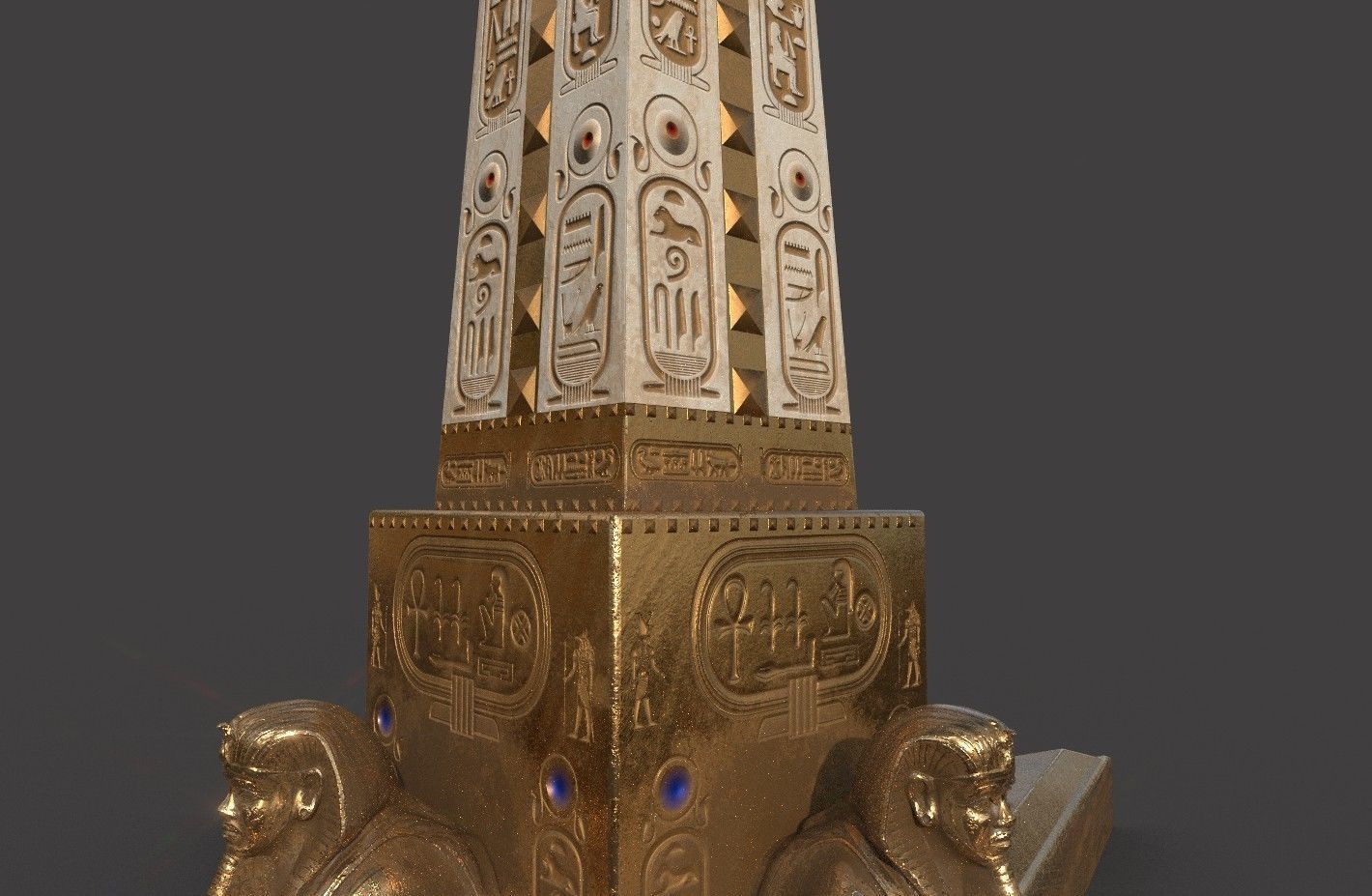  Ancient Egypt Lion Obelisk 3d Model 3D model_9