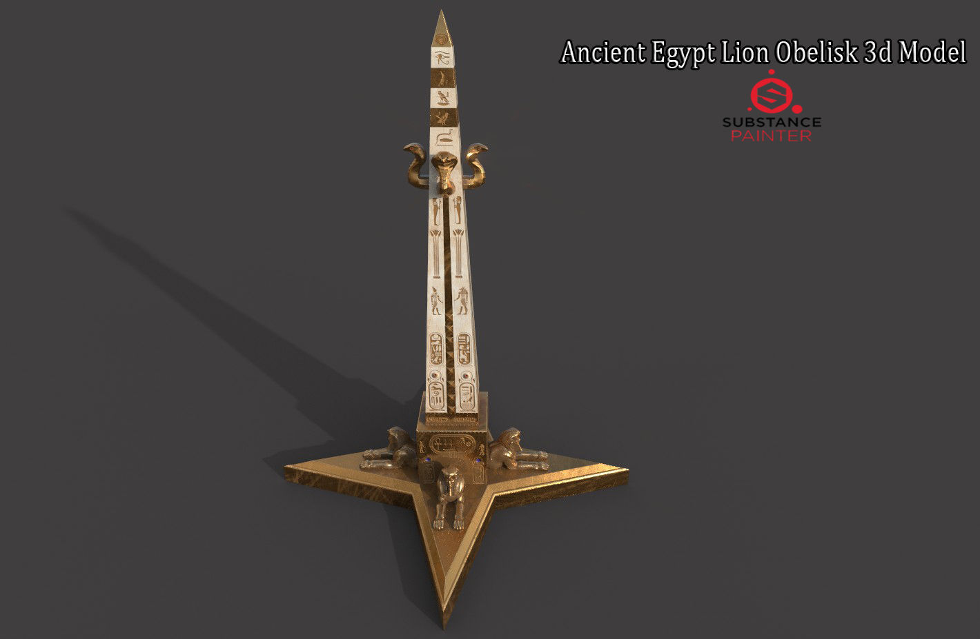  Ancient Egypt Lion Obelisk 3d Model 3D model_2