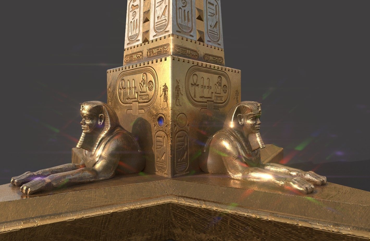  Ancient Egypt Lion Obelisk 3d Model 3D model_28