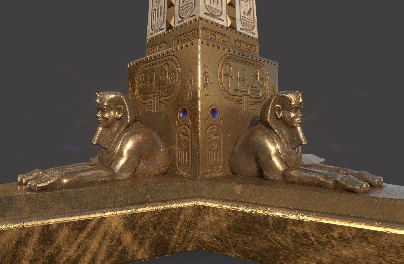  Ancient Egypt Lion Obelisk 3d Model 3D model_8