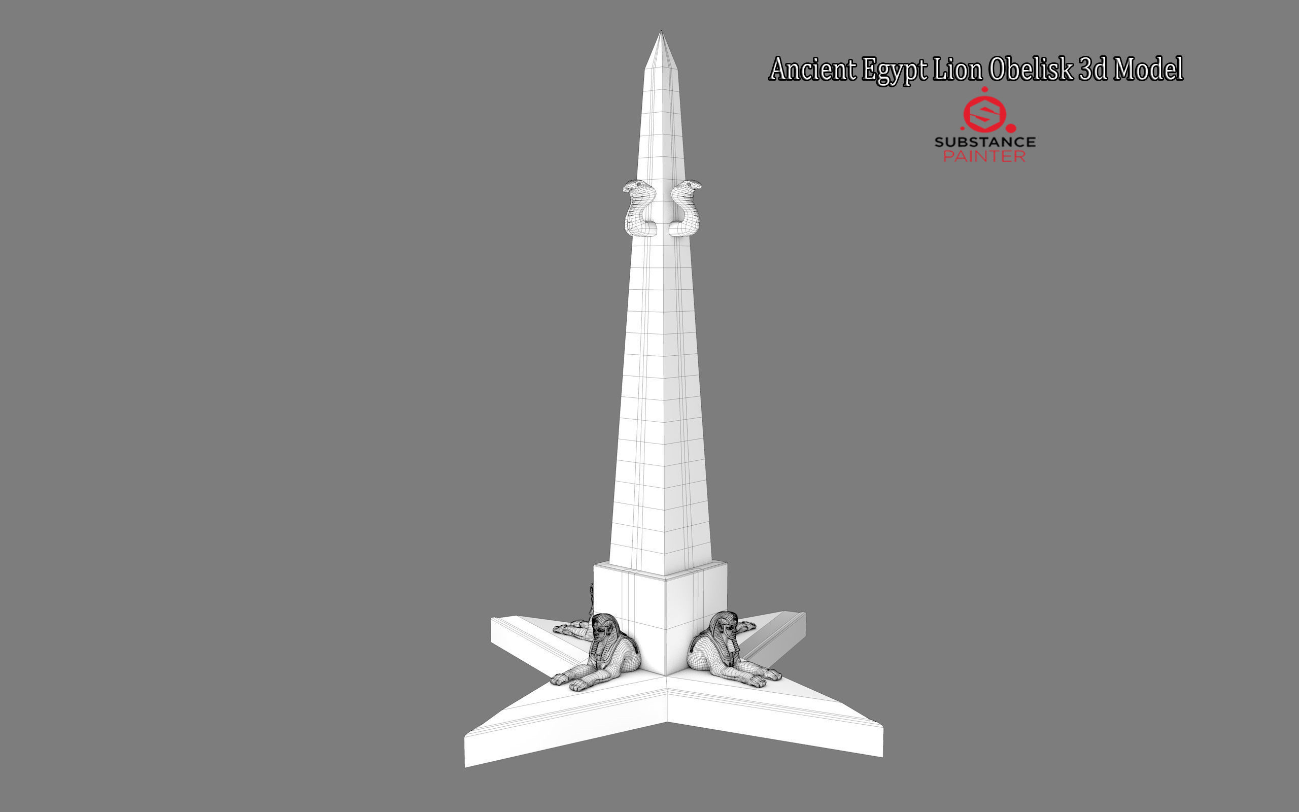  Ancient Egypt Lion Obelisk 3d Model 3D model_3