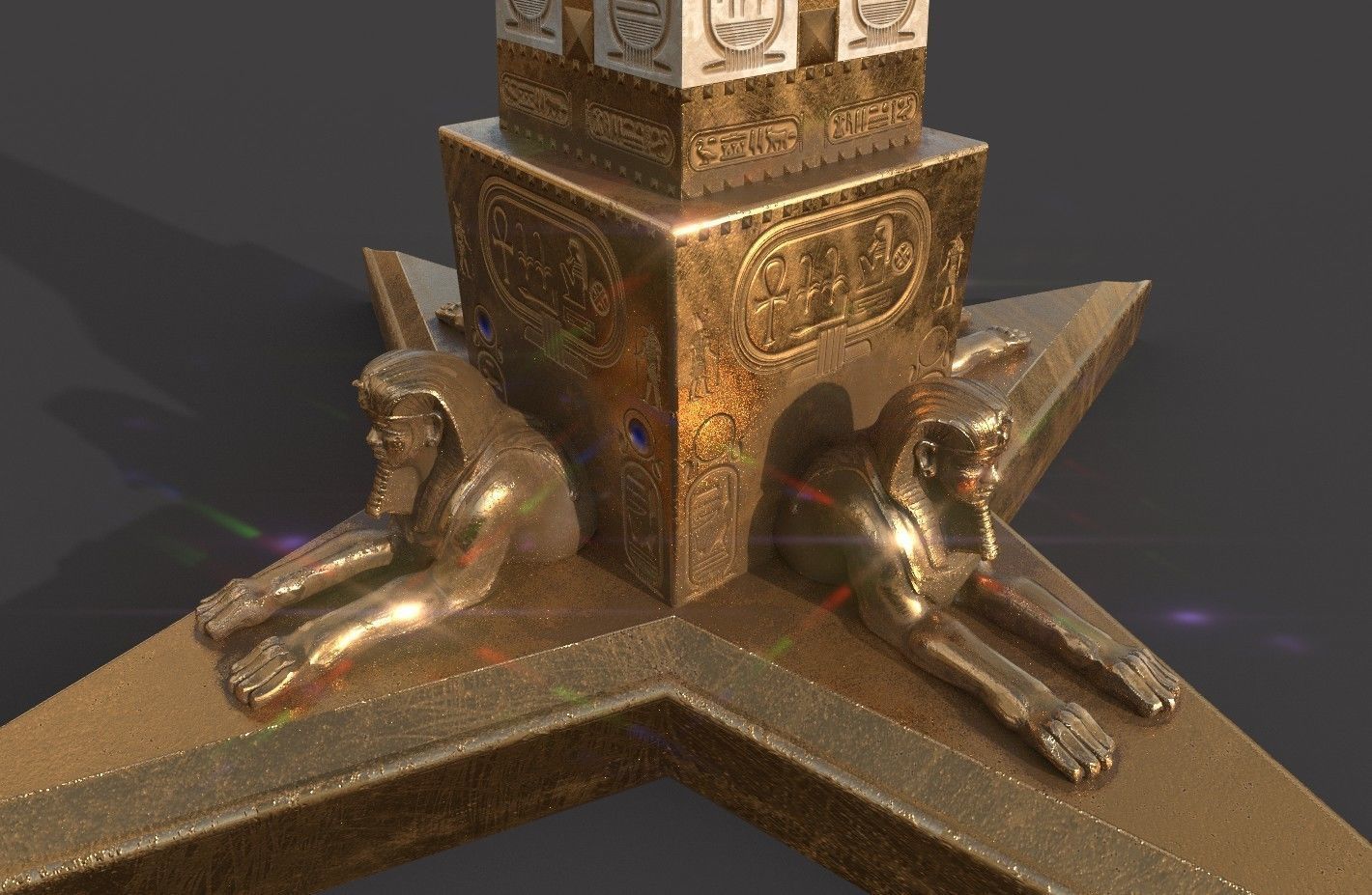  Ancient Egypt Lion Obelisk 3d Model 3D model_30