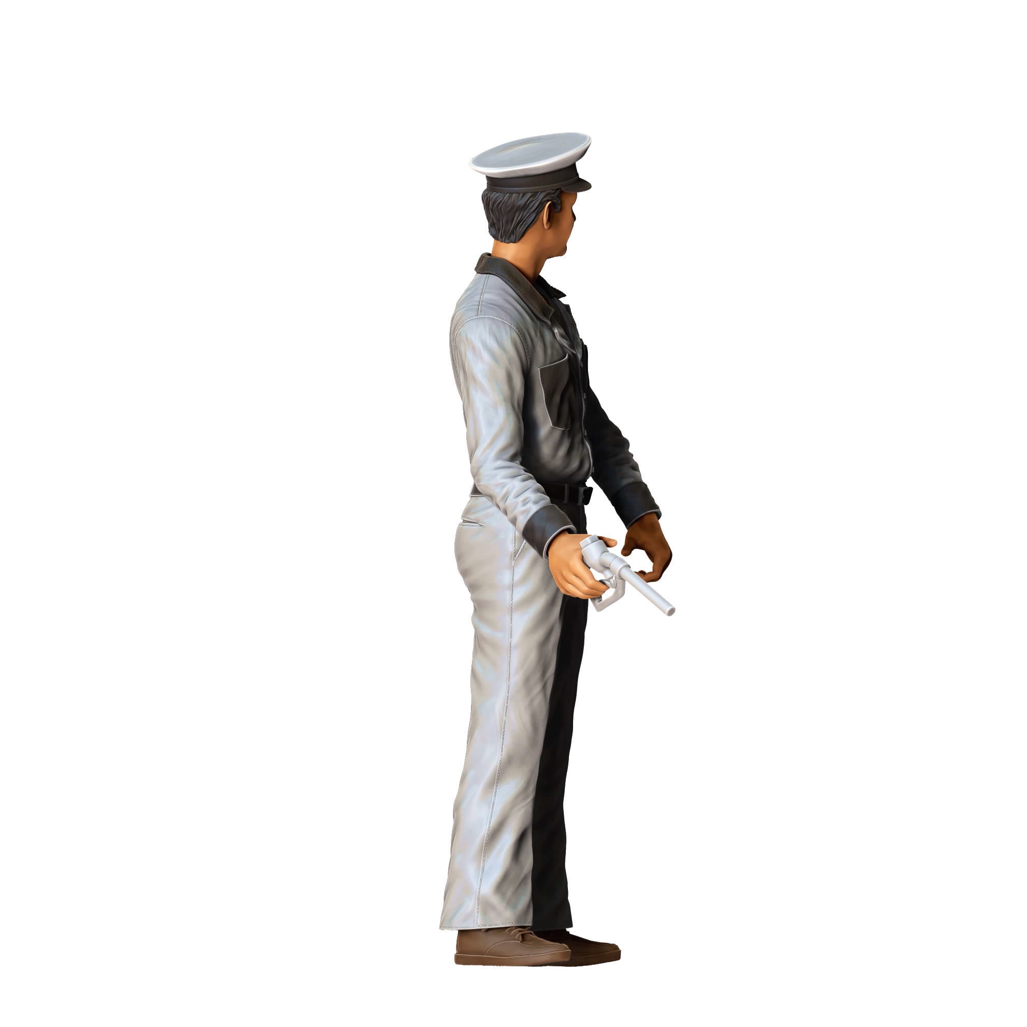 Gas Station Worker 1950s with old Gas Pump 3D print model_9