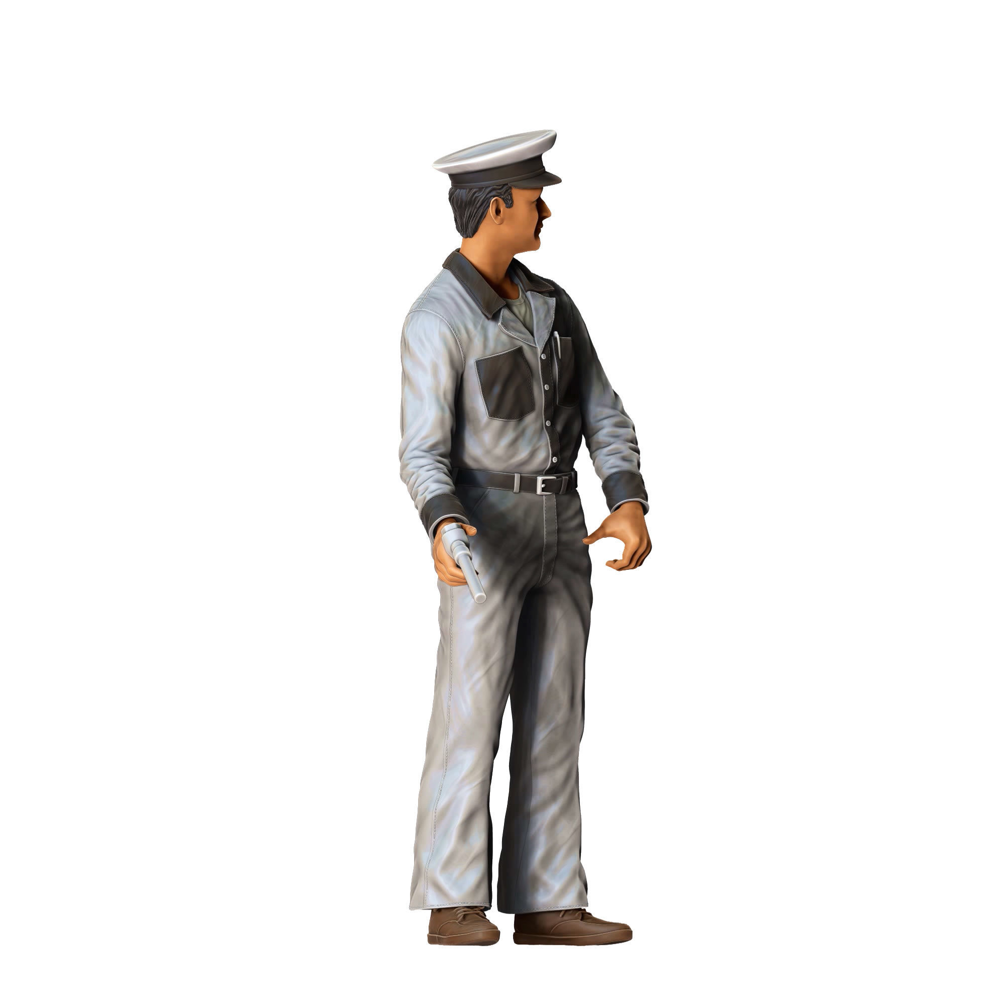 Gas Station Worker 1950s with old Gas Pump 3D print model_7