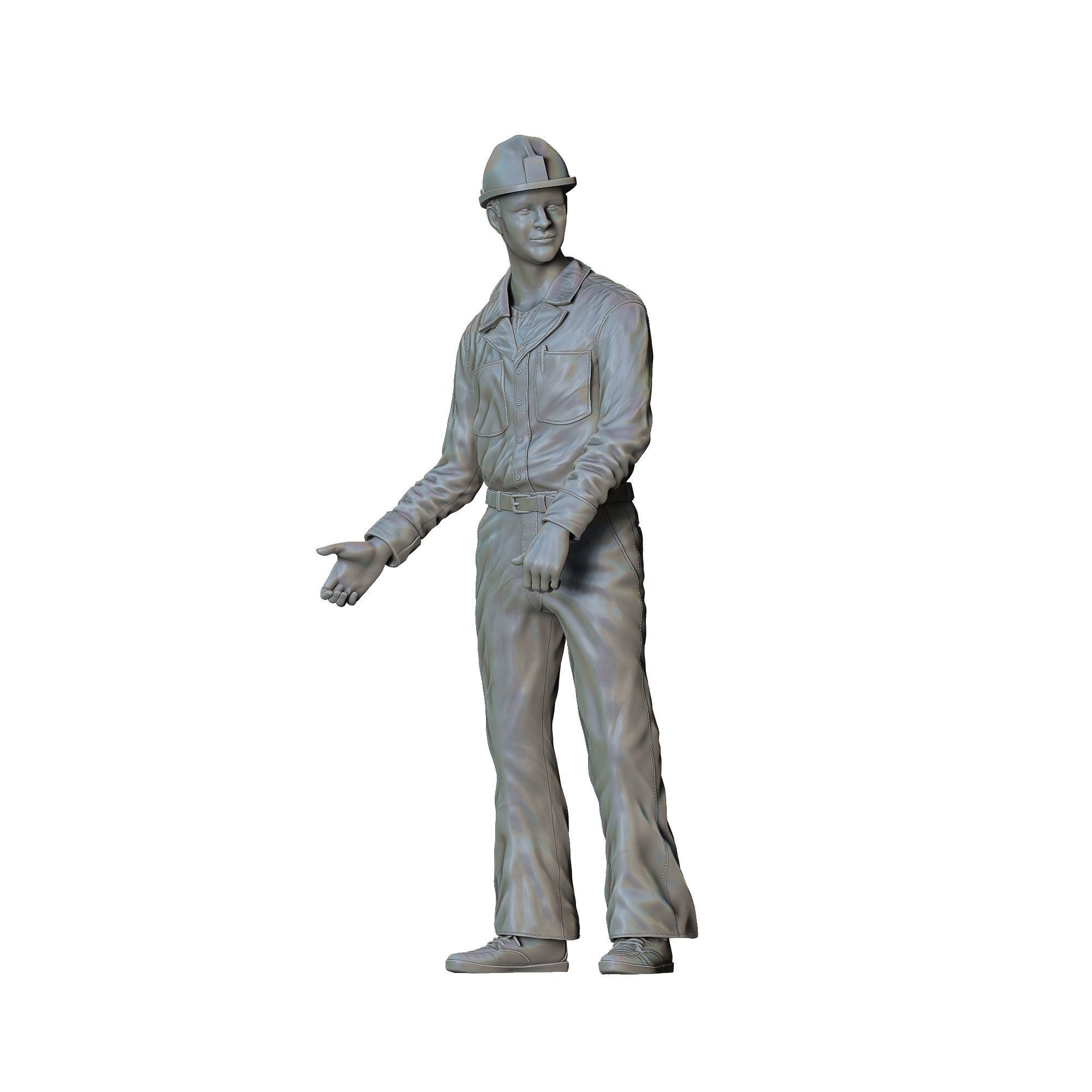 Gas Station Worker 1950s with old Gas Pump 3D print model_33