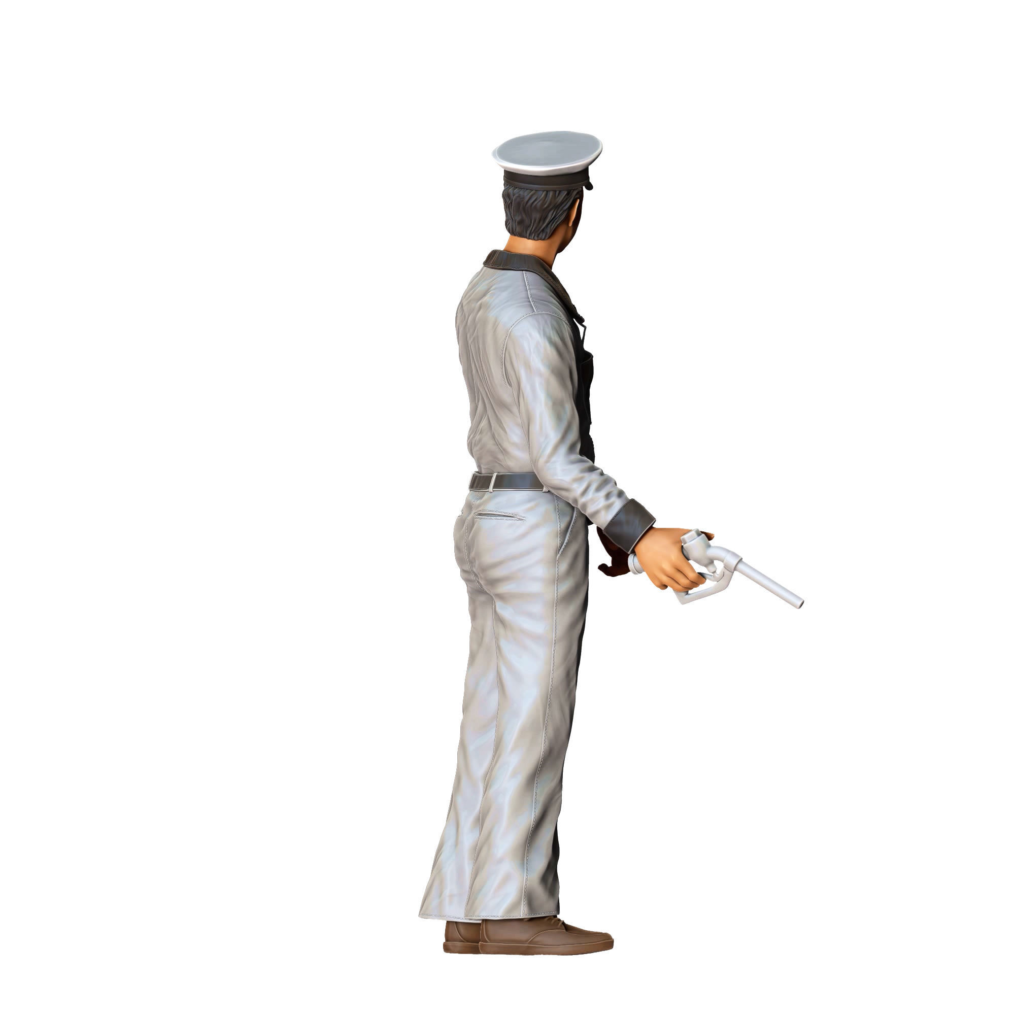 Gas Station Worker 1950s with old Gas Pump 3D print model_11