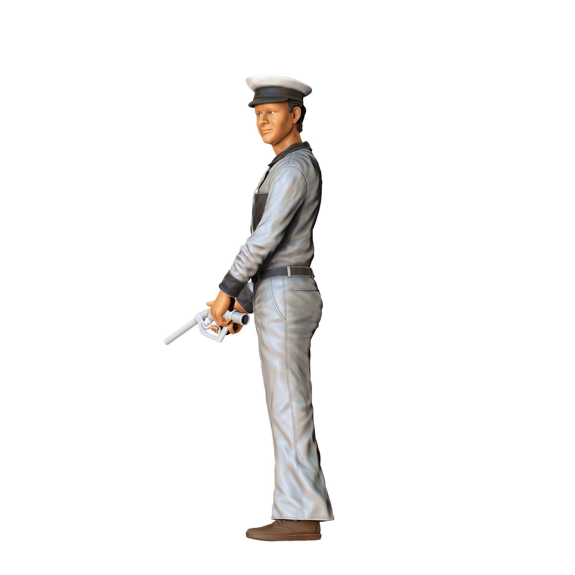 Gas Station Worker 1950s with old Gas Pump 3D print model_22