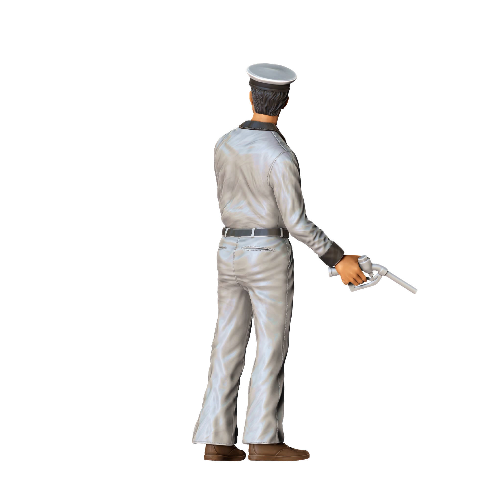 Gas Station Worker 1950s with old Gas Pump 3D print model_13