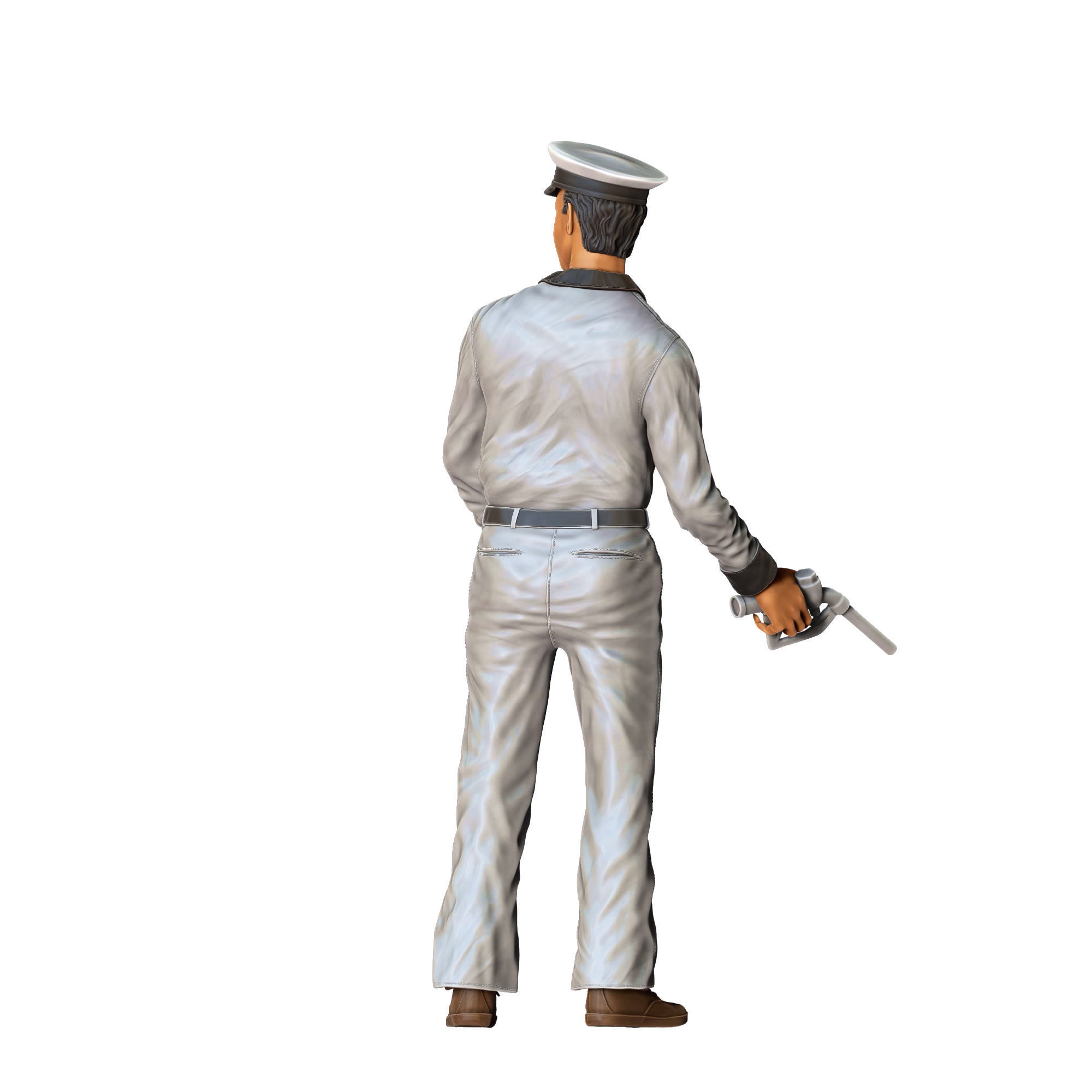 Gas Station Worker 1950s with old Gas Pump 3D print model_15