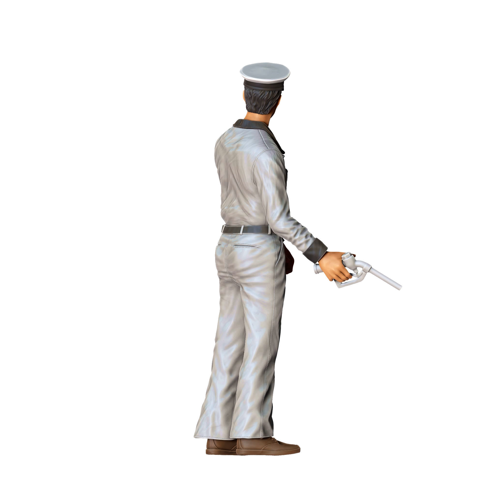Gas Station Worker 1950s with old Gas Pump 3D print model_12
