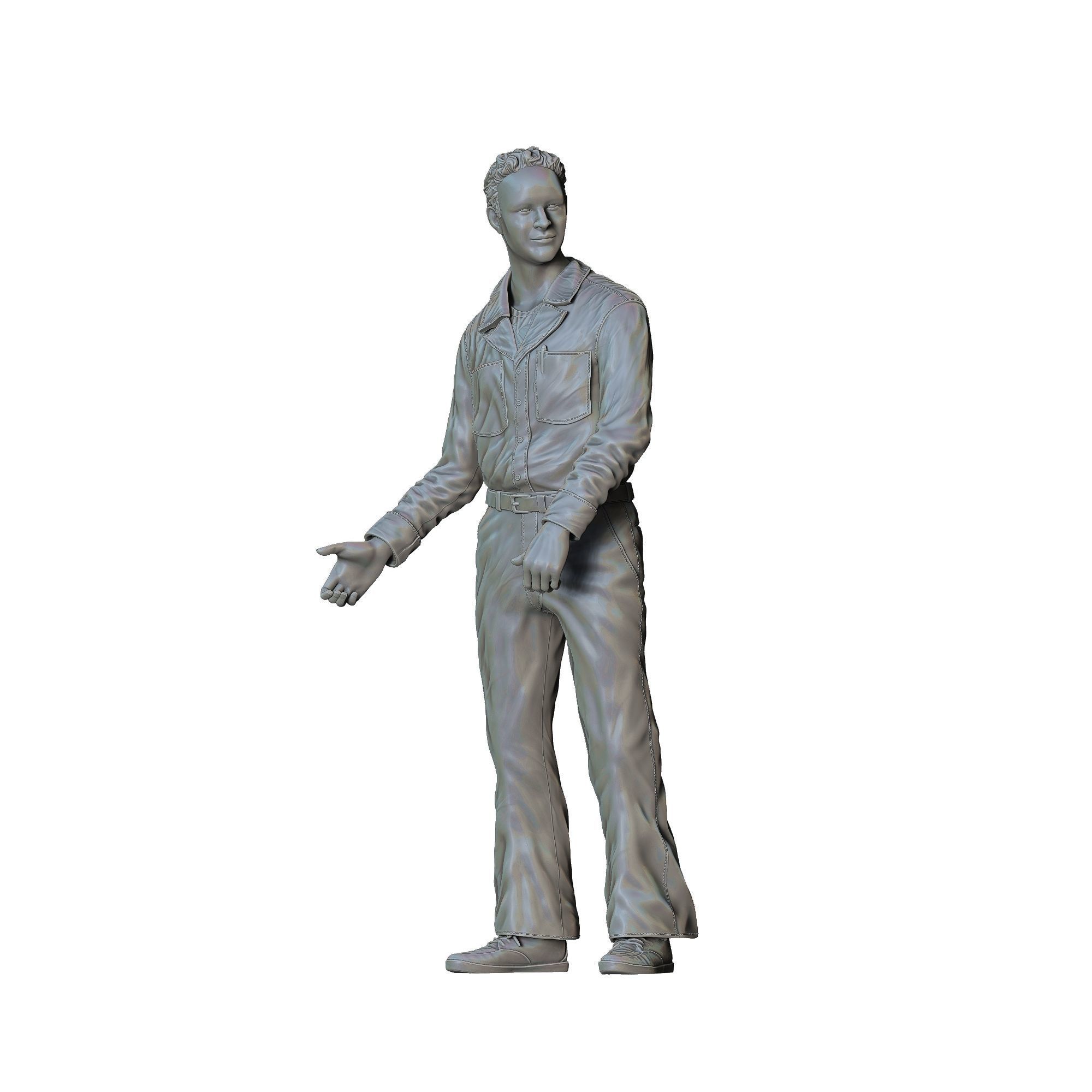 Gas Station Worker 1950s with old Gas Pump 3D print model_31