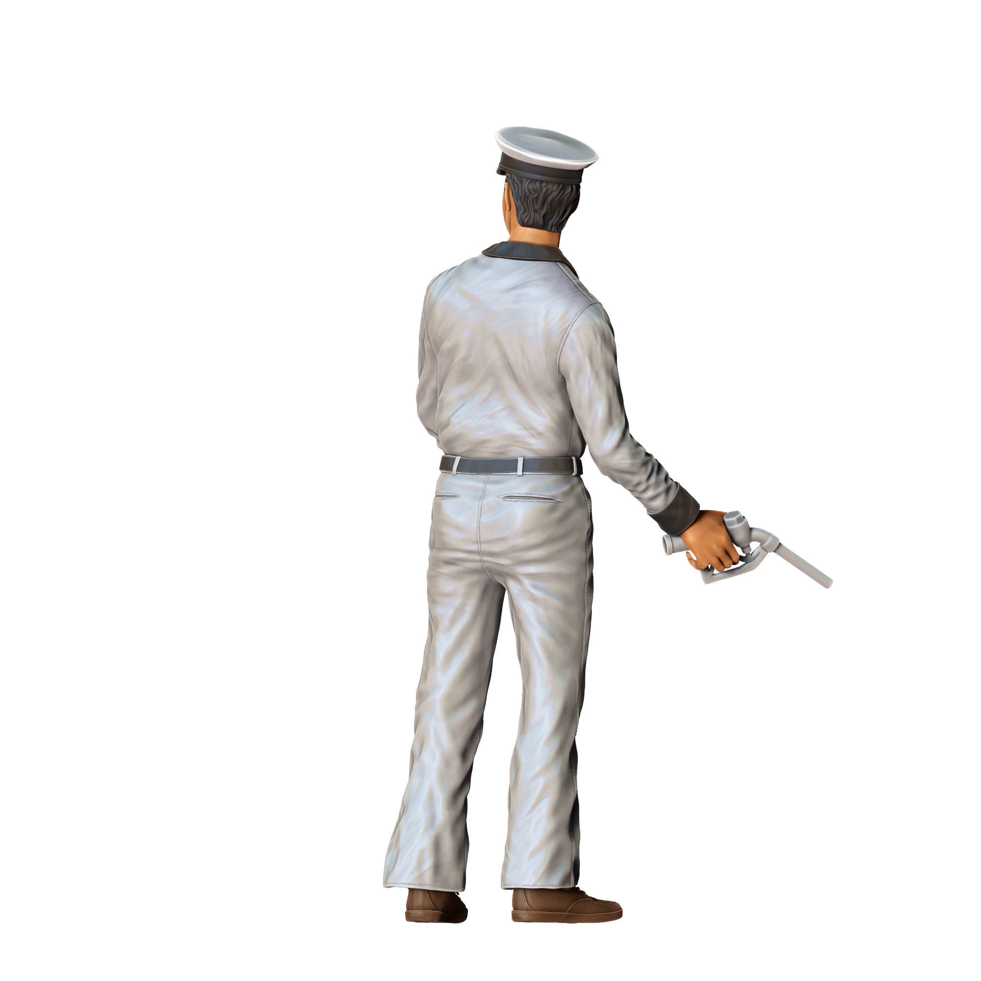 Gas Station Worker 1950s with old Gas Pump 3D print model_14