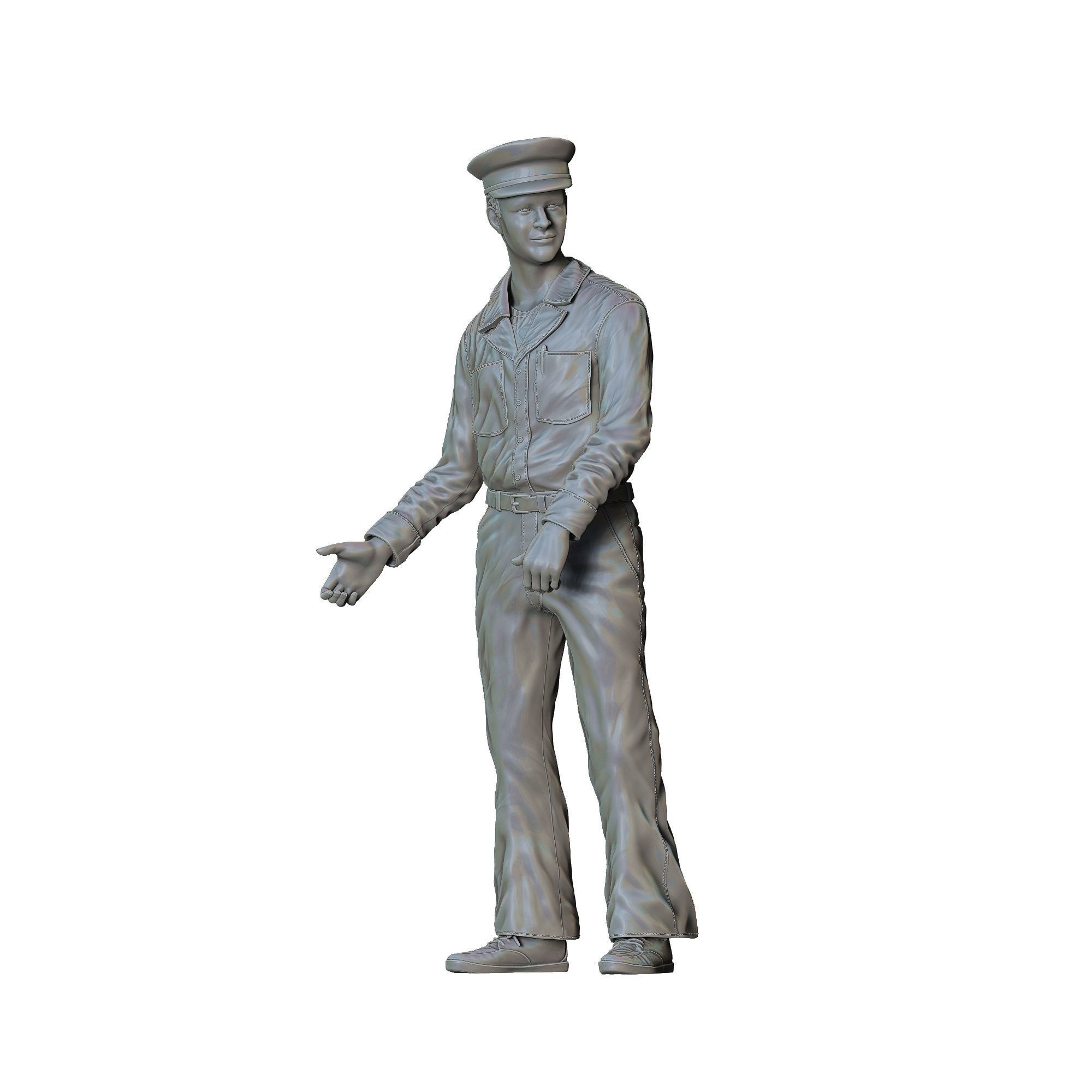 Gas Station Worker 1950s with old Gas Pump 3D print model_32