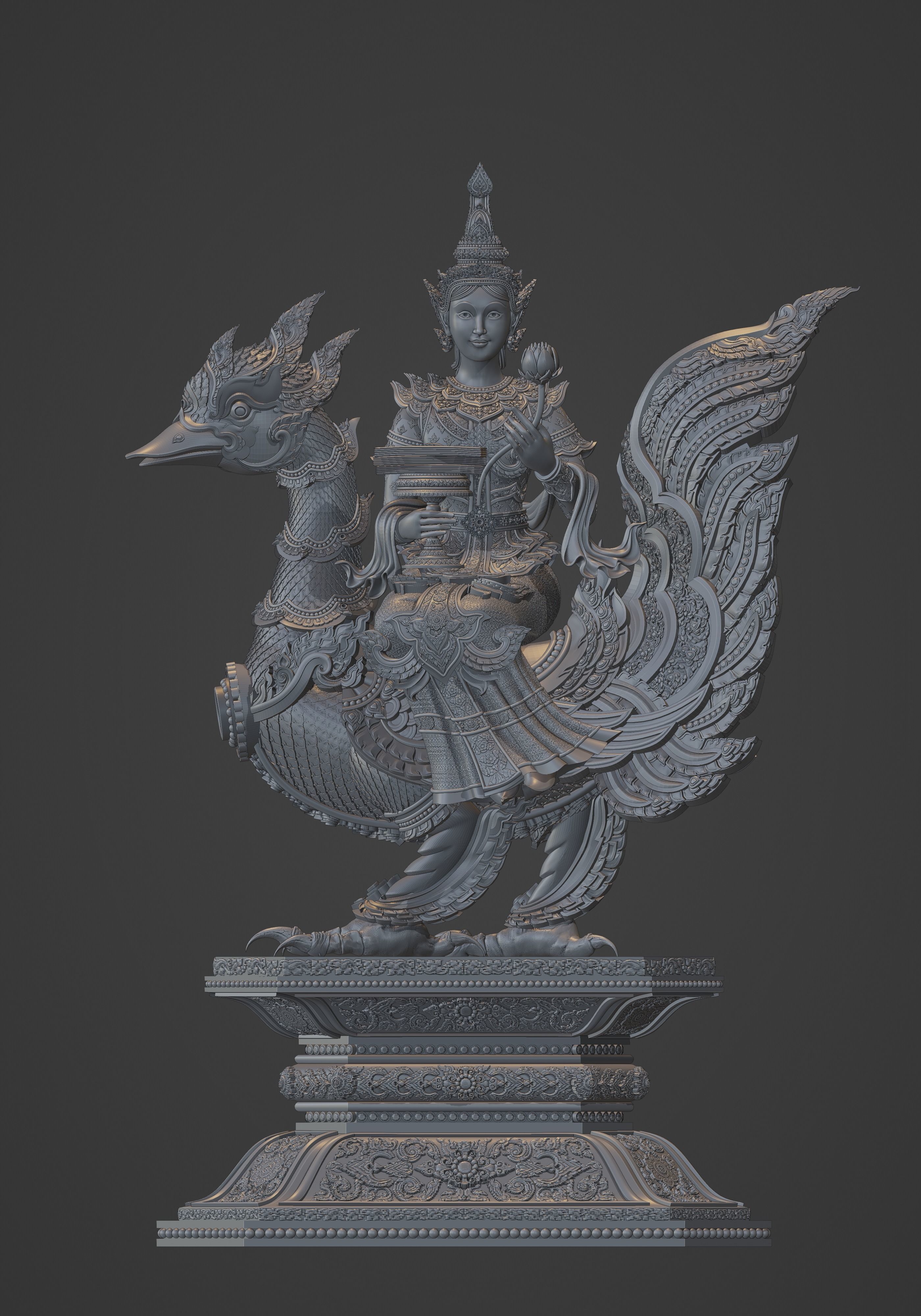 Saraswati 3d sculpture 3D print model_5