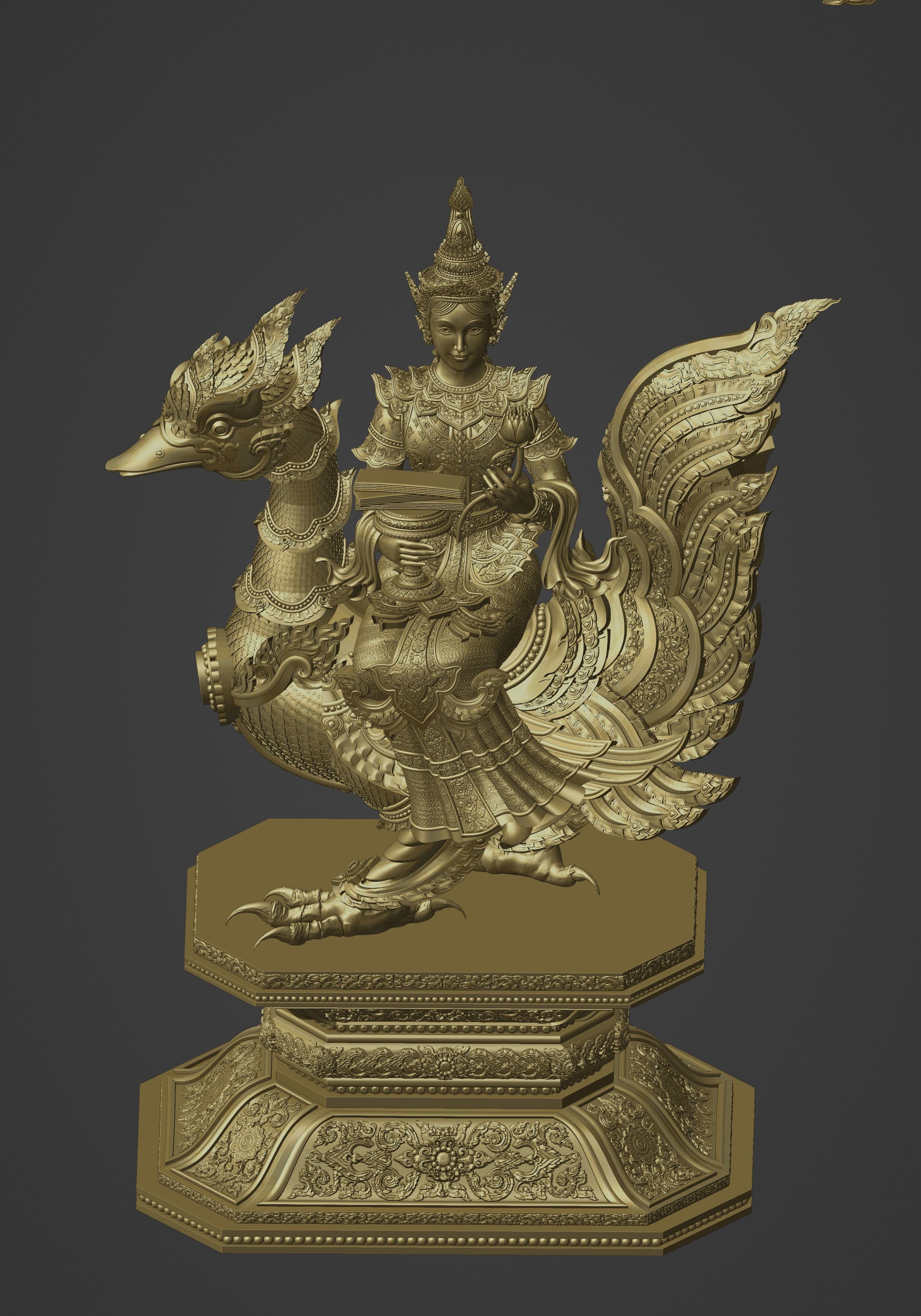 Saraswati 3d sculpture 3D print model_3