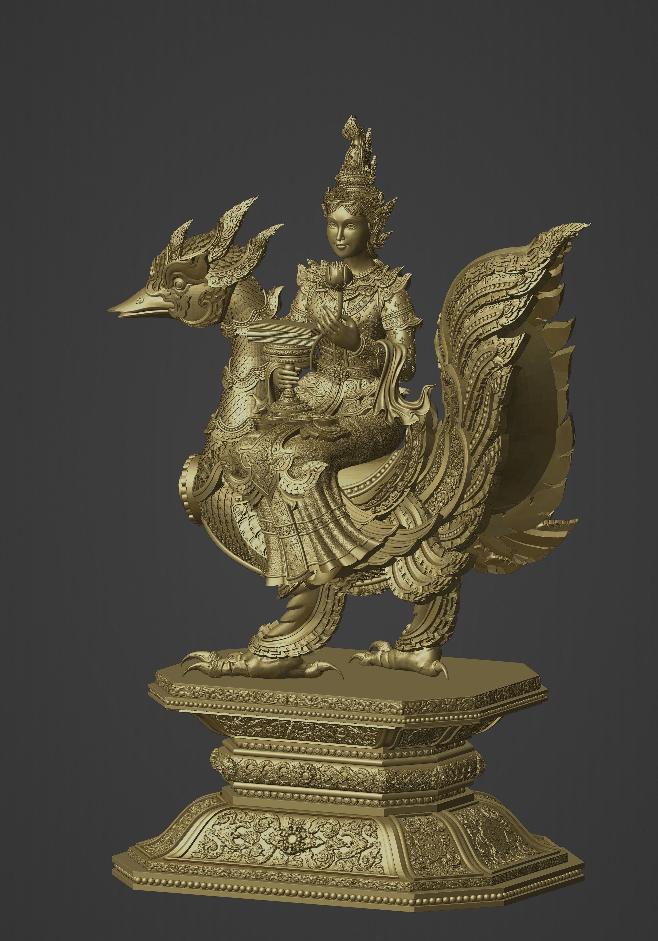 Saraswati 3d sculpture 3D print model_2