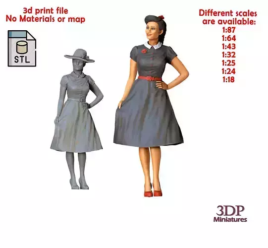 N1 A woman with Rockabilly style 3D print model