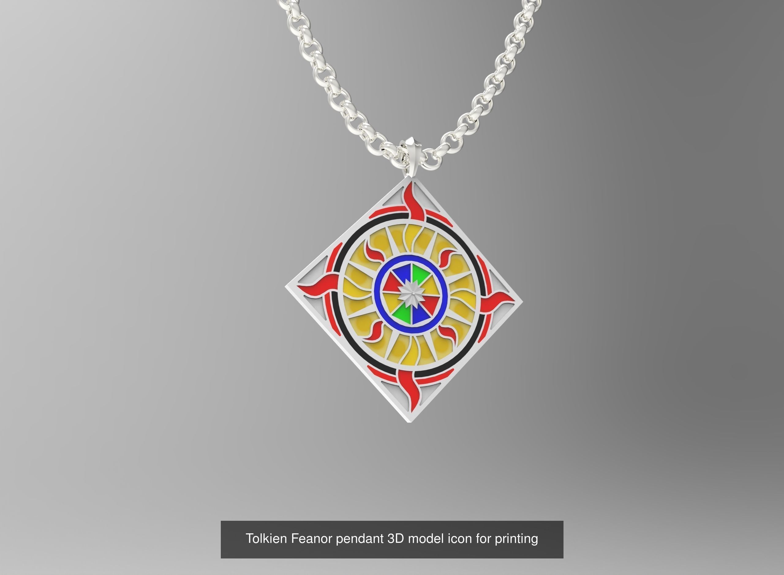 Tolkien pendants 3D model and icons for printing with heraldry 3D Model Collection_7