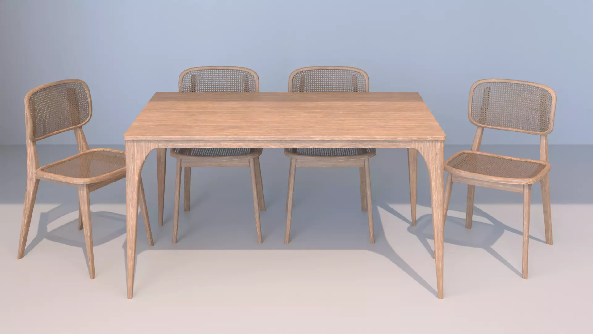 rattan table and chair 3D model_0