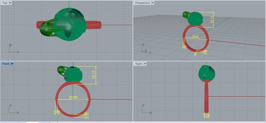 Globe ring Model 5160 3D print model_6