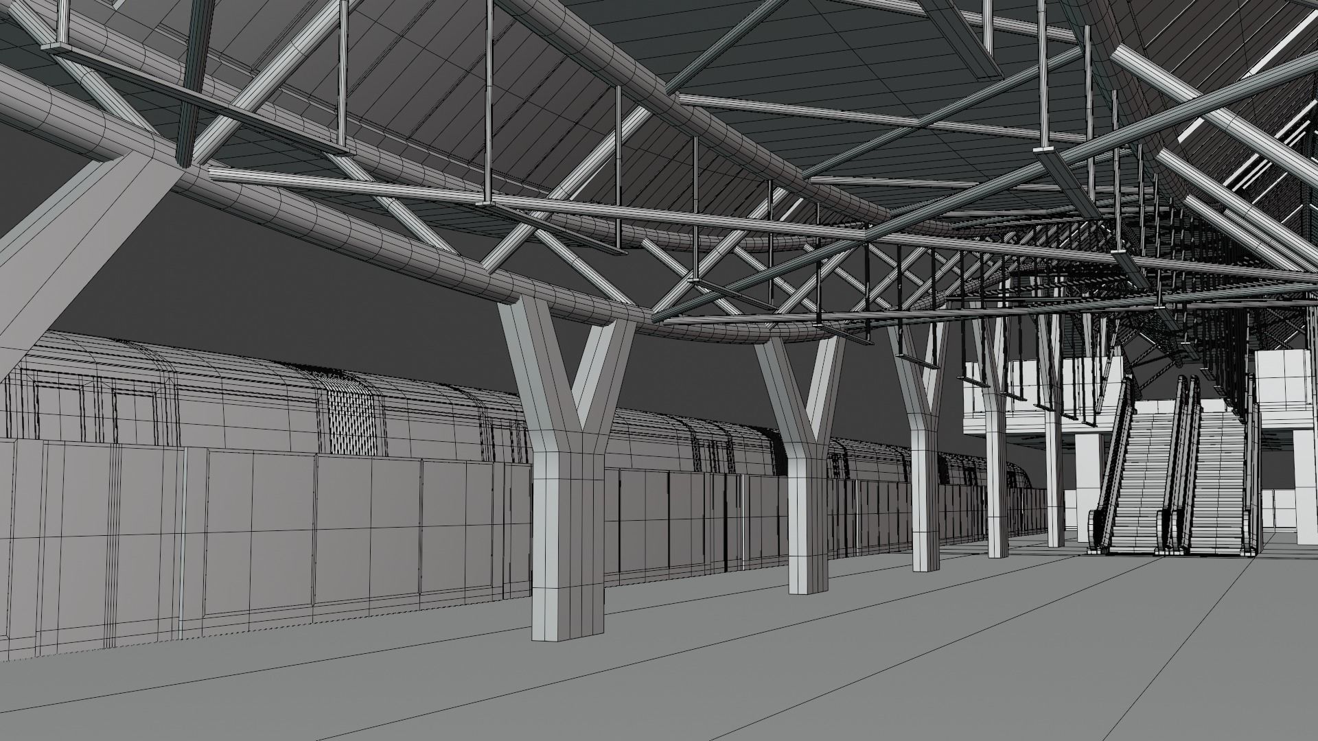 Monorail station with train 2024 II 3D model_5
