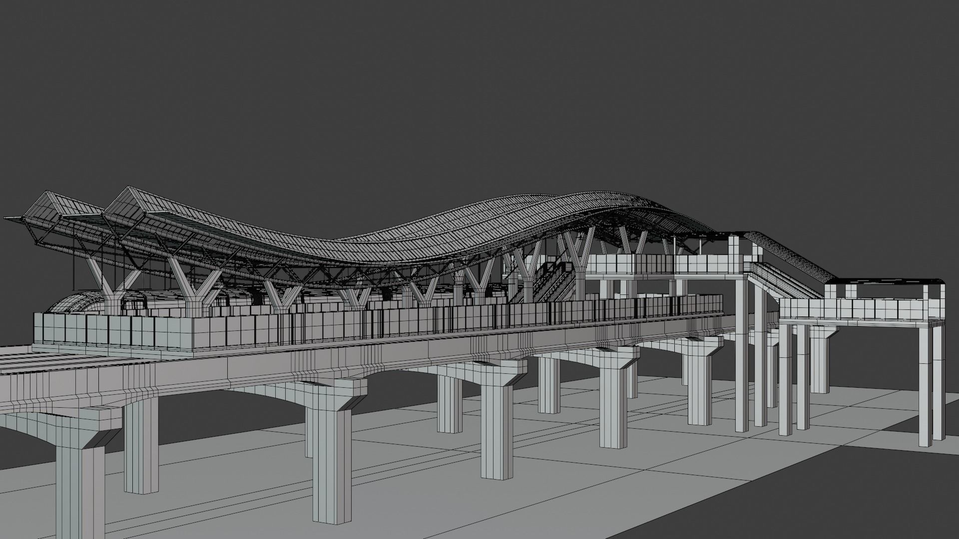Monorail station with train 2024 II 3D model_13