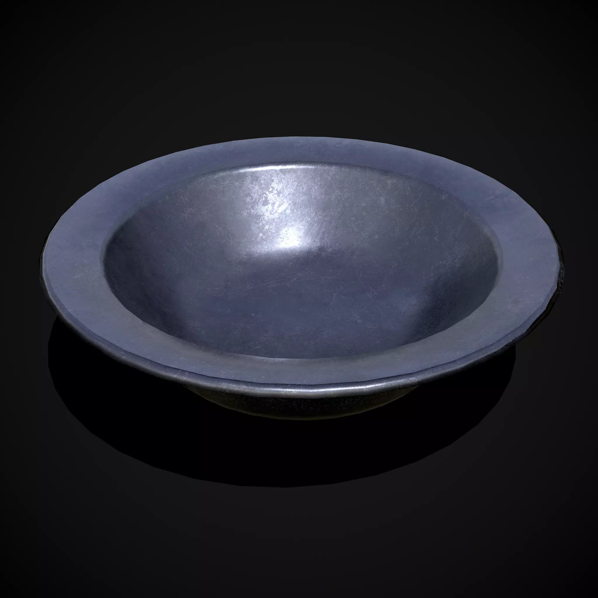 Basic Metal Bowl Low-poly 3D model_0