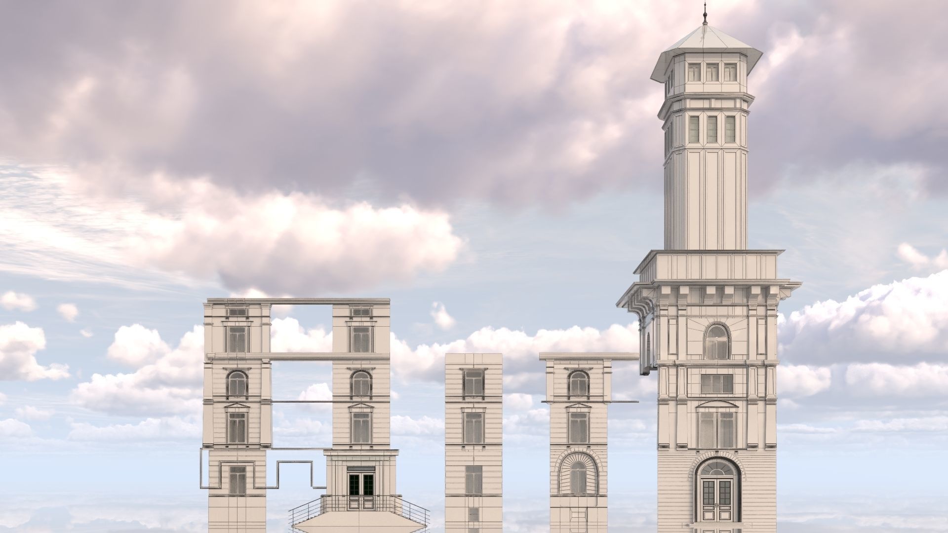 Classic residential building for the European Street 4 3D model_5