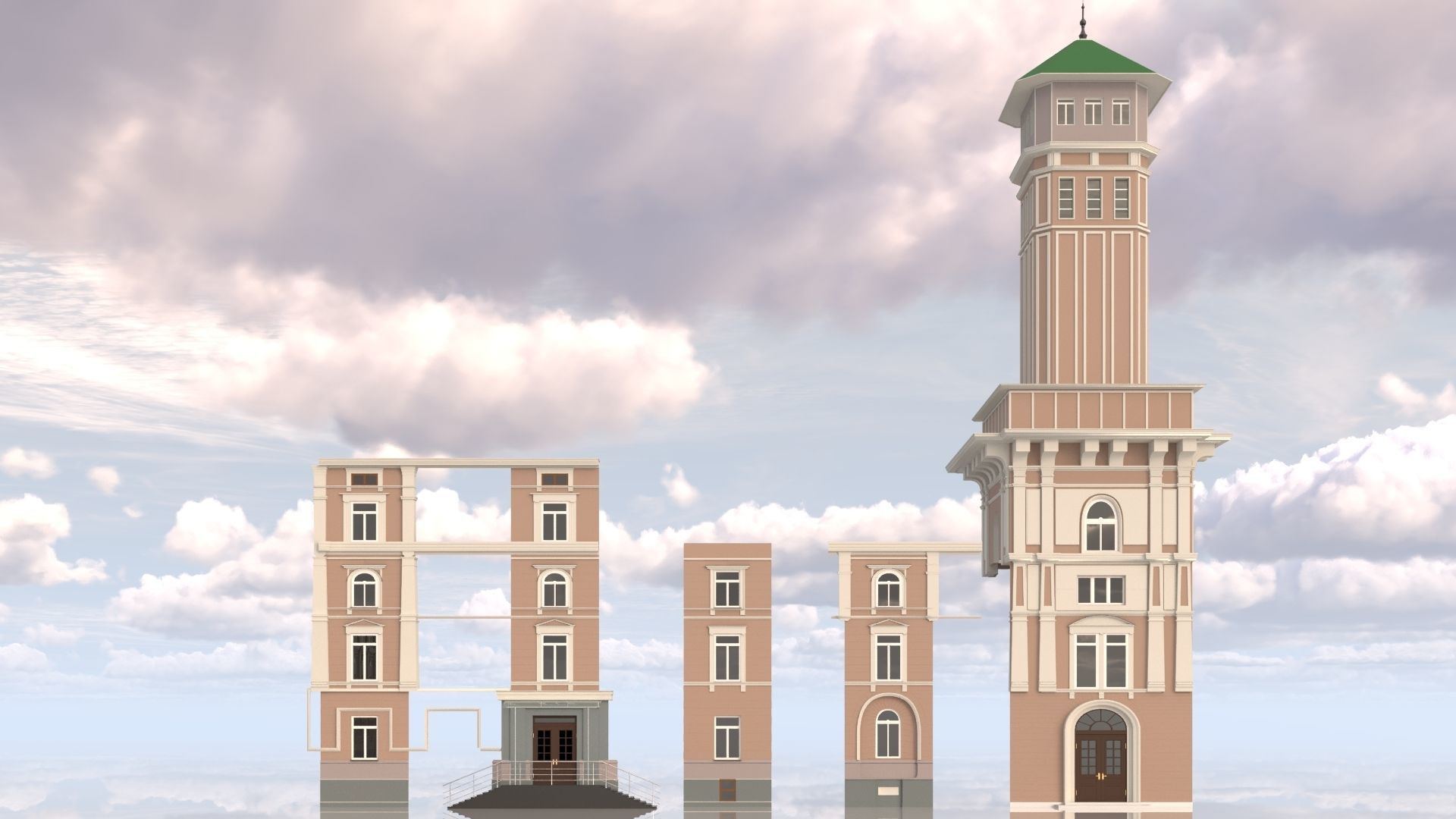 Classic residential building for the European Street 4 3D model_4