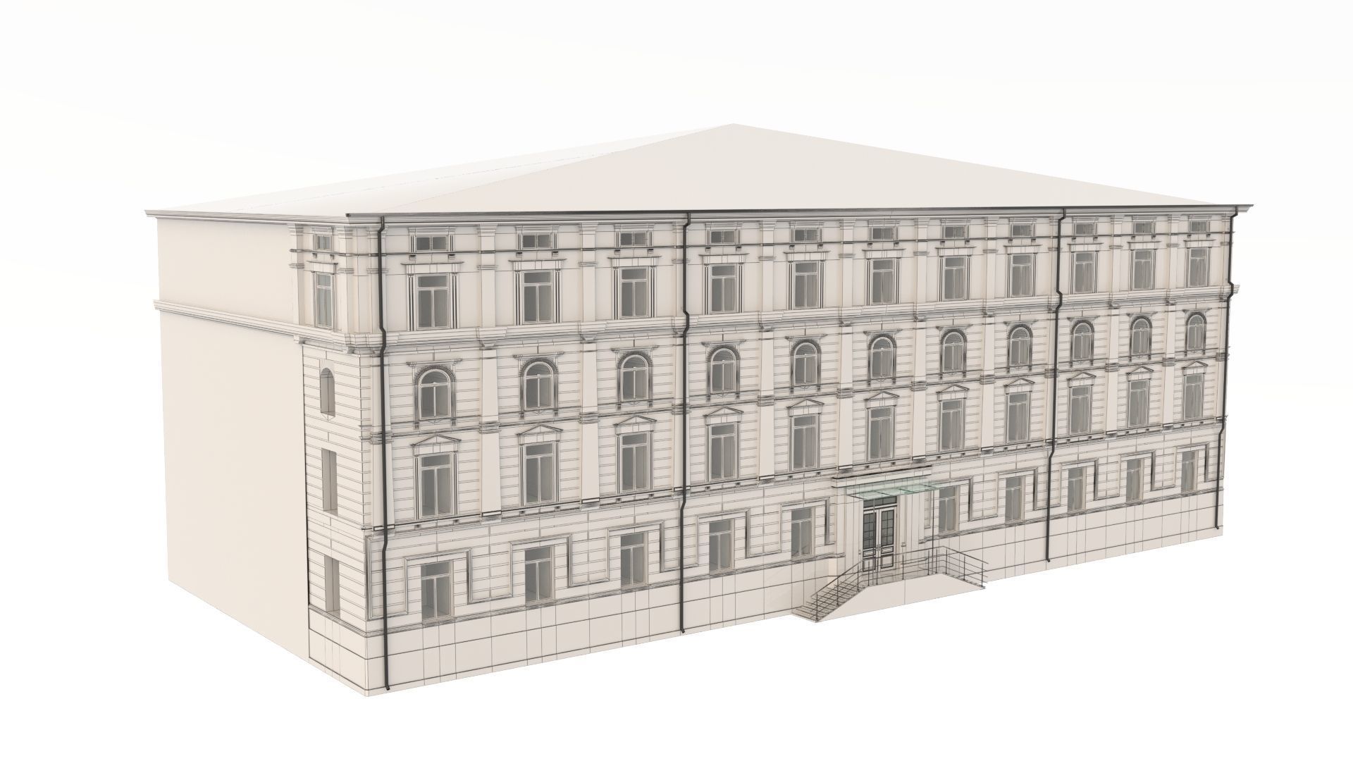 Classic residential building for the European Street 4 3D model_8