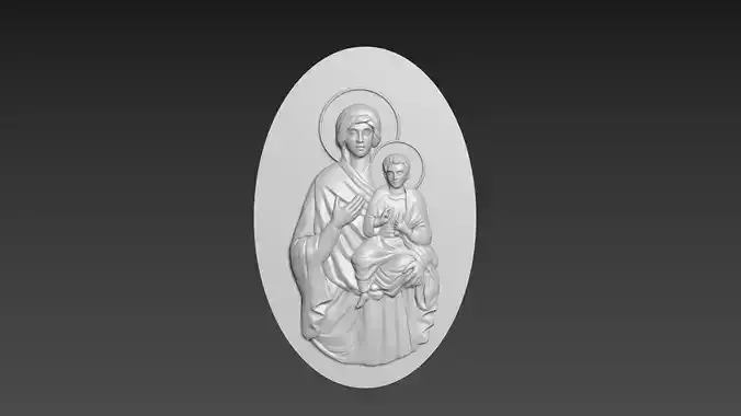 Virgin Mary with Jesus Bas Relief 3D model