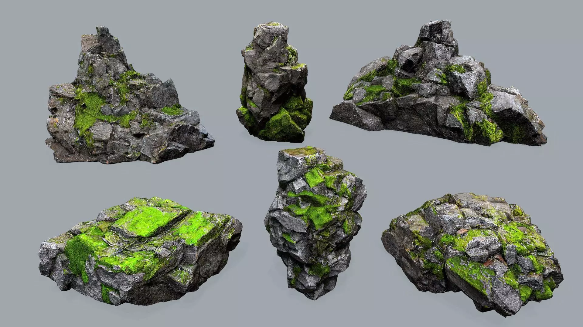 forest rocks Low-poly 3D model