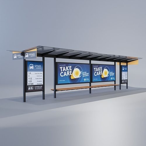 Bus station 3D model