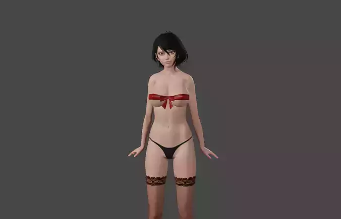 Gift girl - Adult 3d model of woman Low-poly 3D model