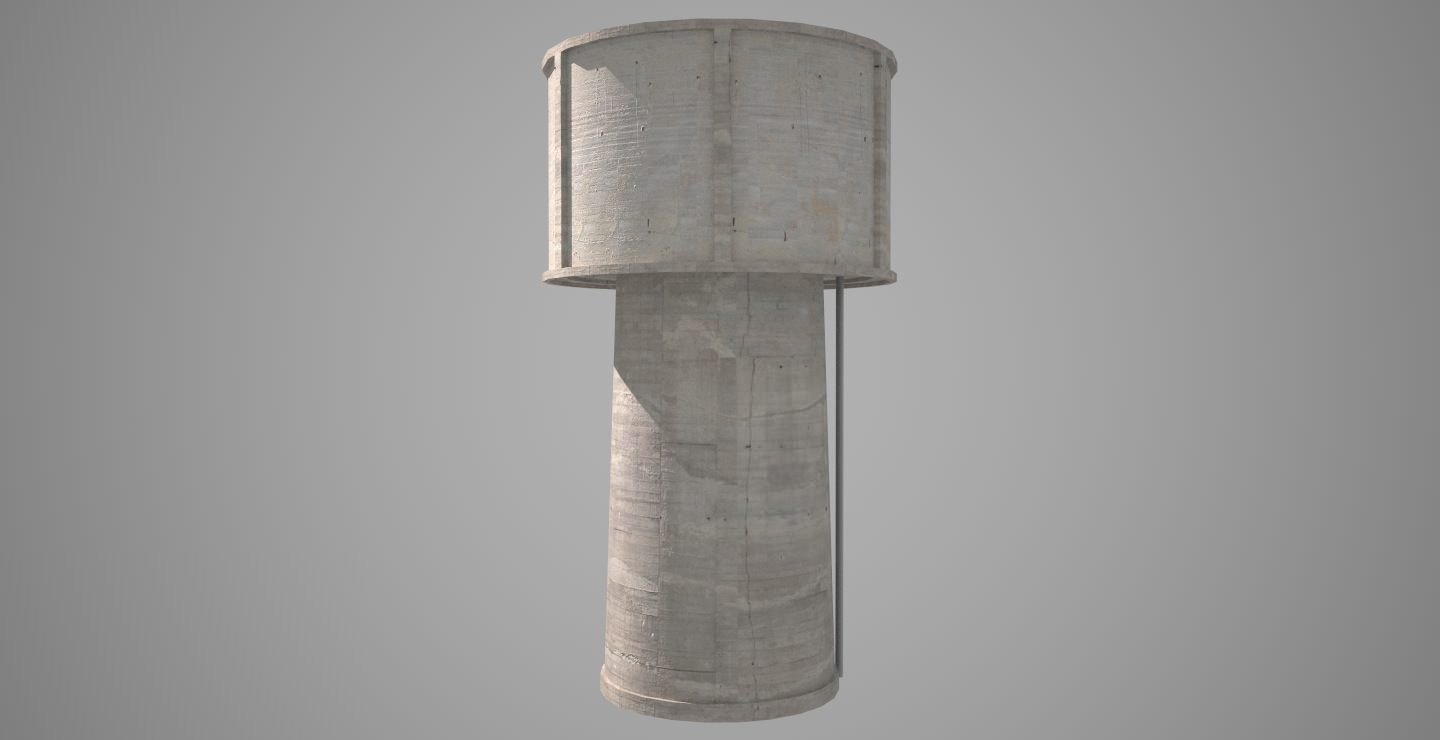 Water Tower Low-poly 3D model_7