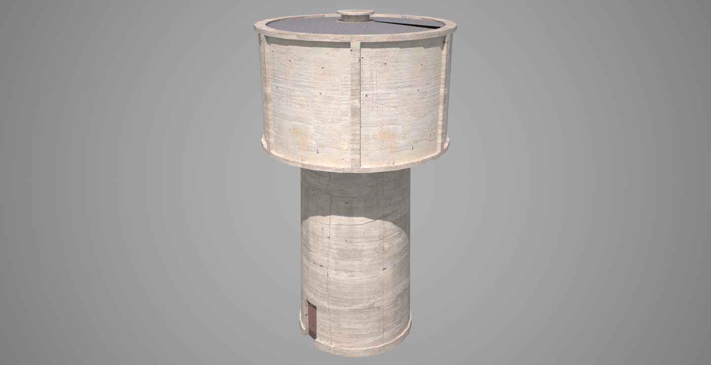 Water Tower Low-poly 3D model_3